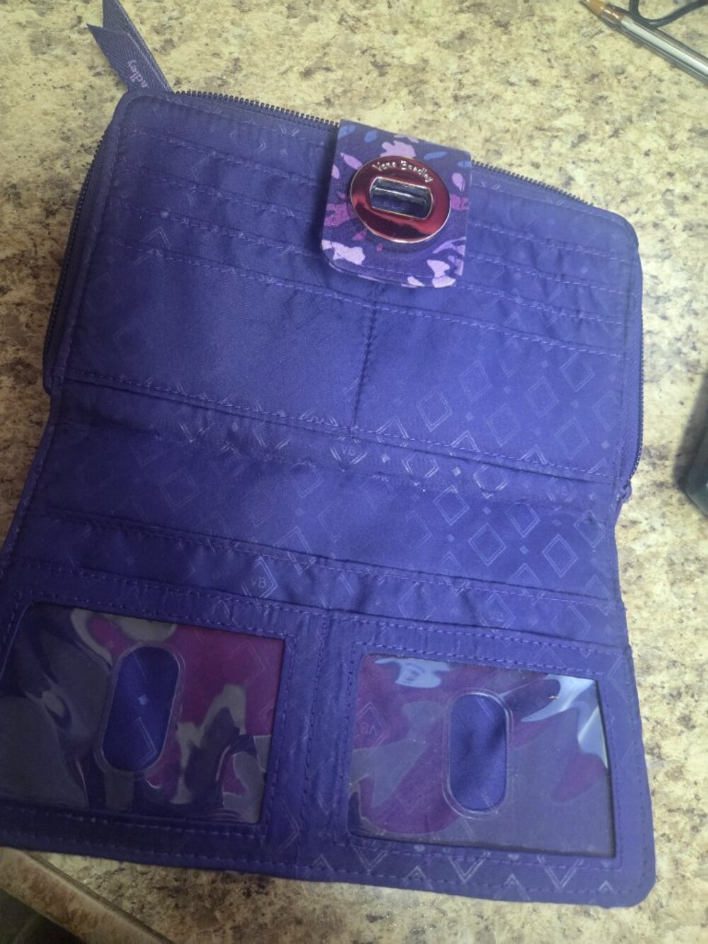 VERA BRADLEY Large Backpack with matching WALLET! Purple Paisley Super Cute!! - Picture 4 of 7
